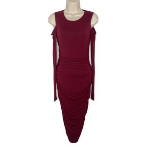 BAILEY 44 WOMEN’s COLD SHOULDER Burgundy Wiggle DRESS Size XS O6